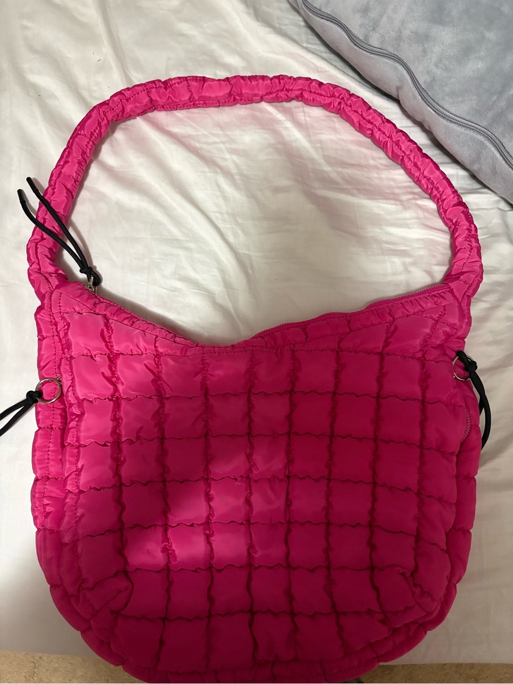 Hot Pink Quilted Shoulder Bag - Unbranded